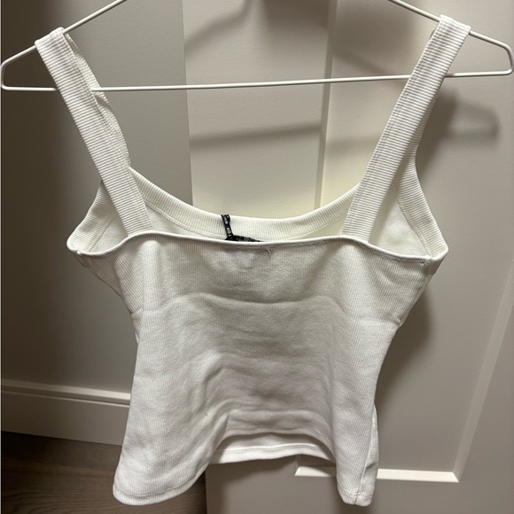 White Fox Boutique White Ribbed Structured Tank Top with Beaded Olives - Picture 7 of 8